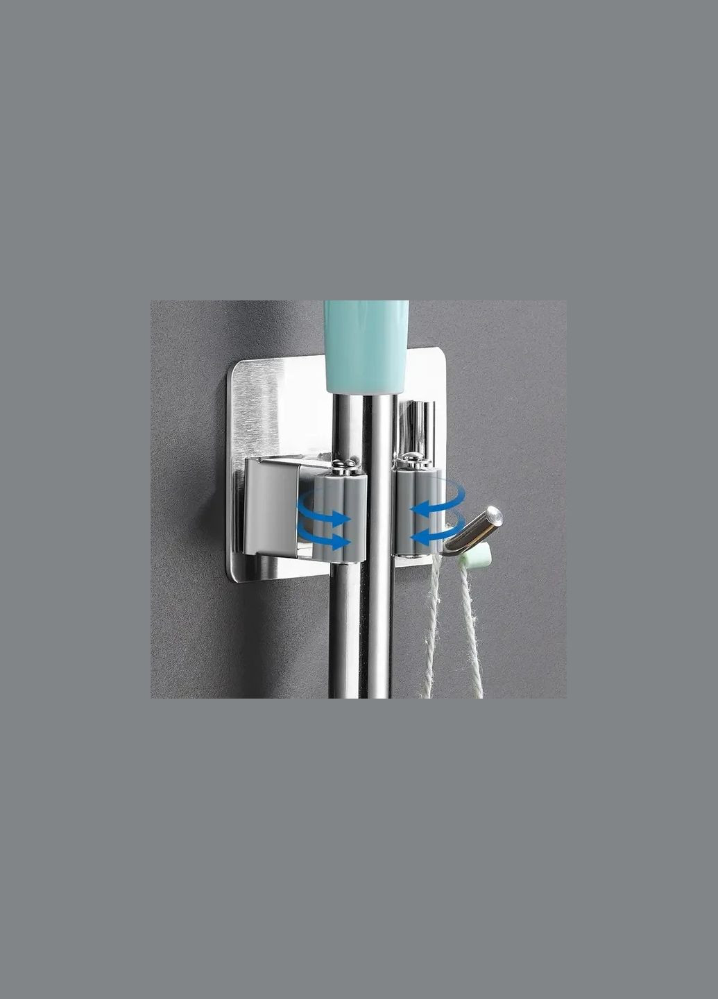 Самоклейне вологостійке кріплення для швабр із неіржавкої сталі гачок 8 x 6,5 см No Brand (315633011)