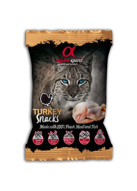 Напіввологі ласощі кубики з індичкою для котів Cat Snacks Turkey - 50 г Alpha Spirit (362474095)