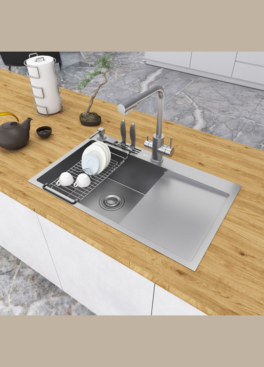 Накладна кухонна мийка з правим крилом NS-7848(R) Nett (336935129)