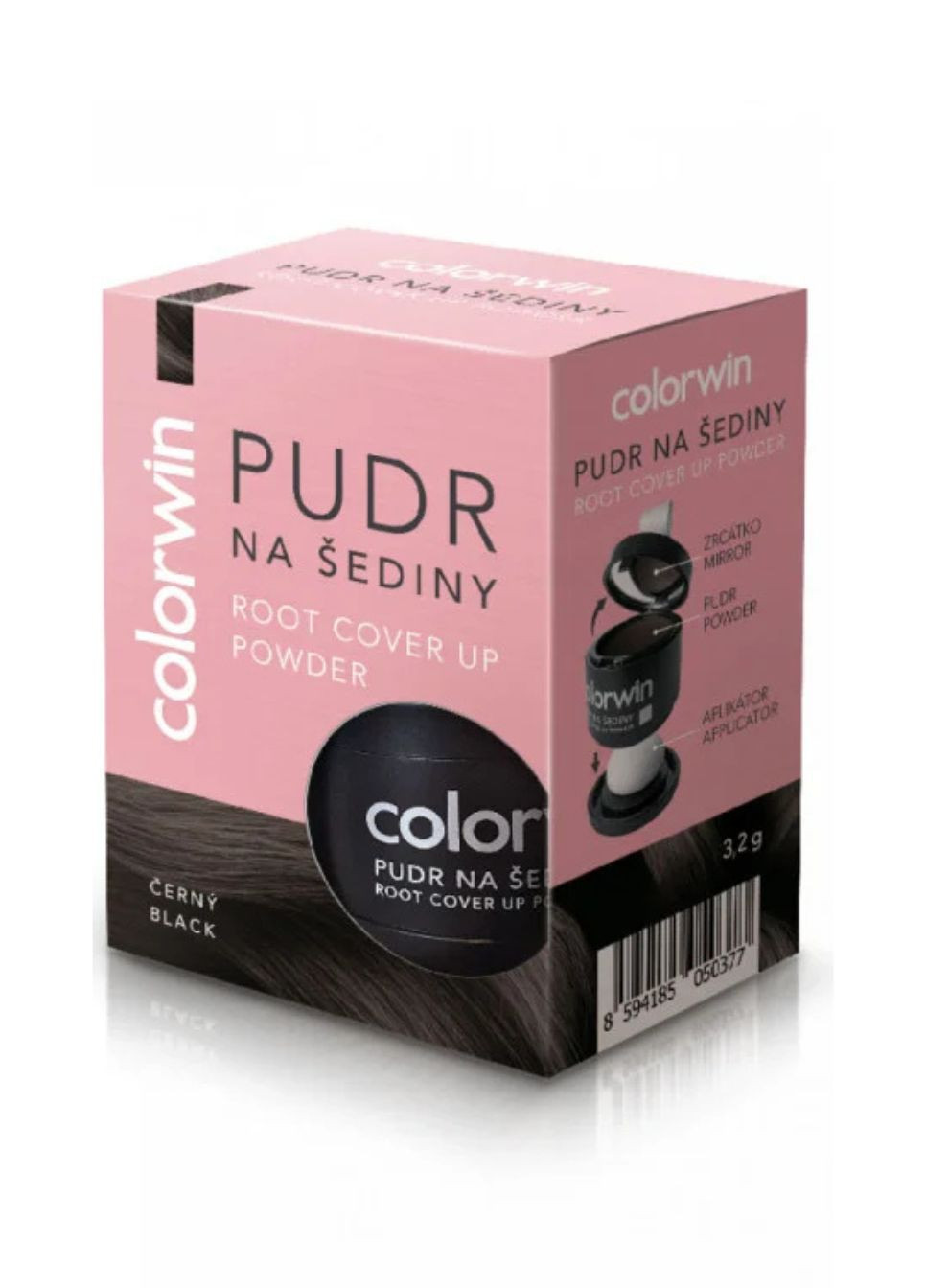 Пудра для маскування сивини та відрослих коренів волосся чорна 3,2 г Colorwin (322471201)