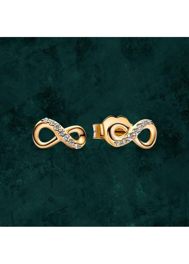 Срібні сережки "Блискуча нескінченність" Pandora (Пандора) 268820C01 з покриттям 14к золотом No Brand (363028428)
