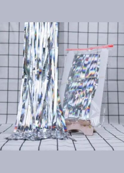 Дождик на фотозону с голограммой 1 м на 1 м серебристый Jannet Дощик (316353620)