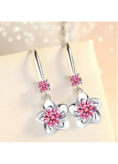 Серьги женские с серебряным покрытием и вставкой. Бижутерия No Brand (295291935)