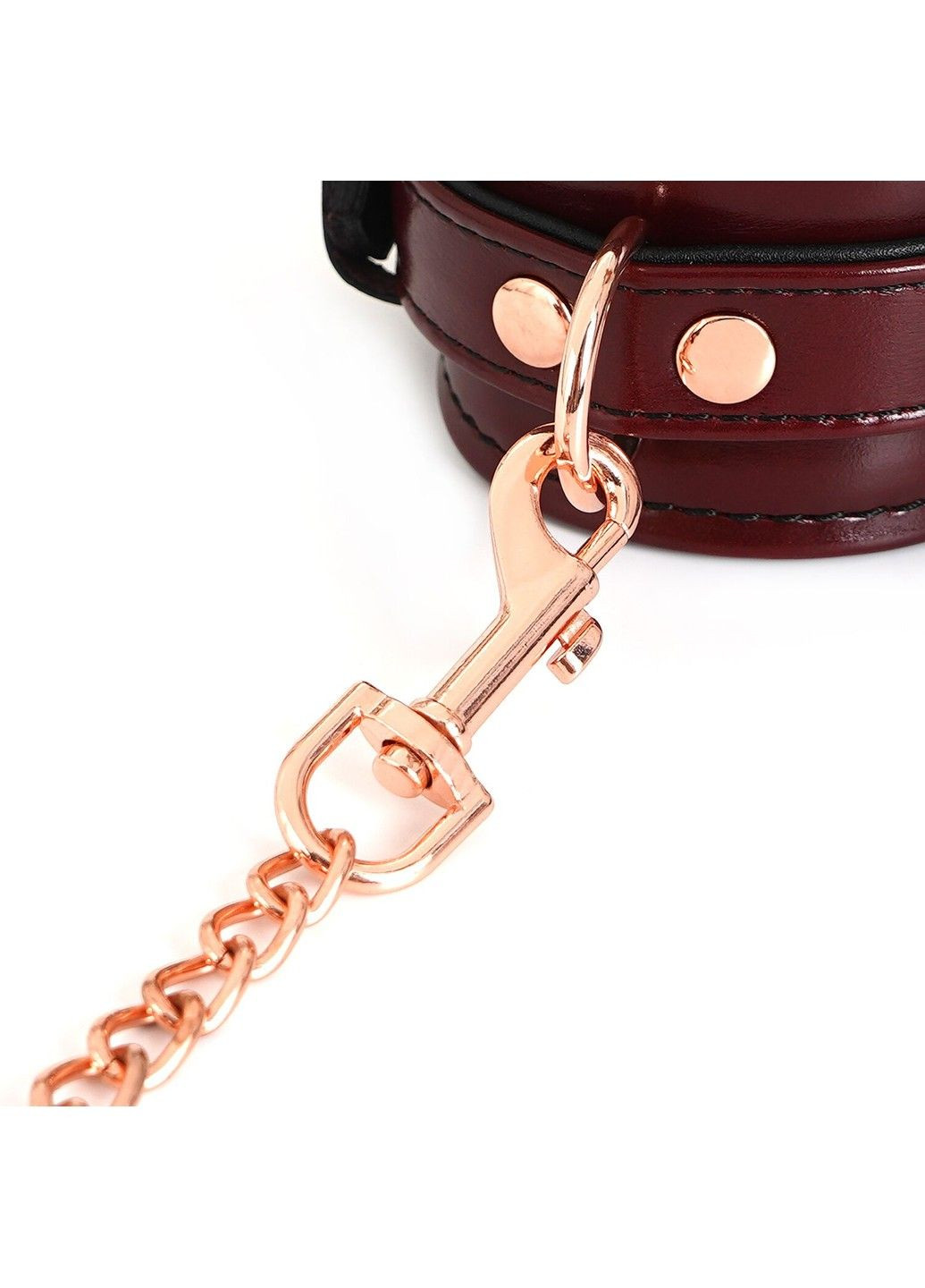 Кожаные наручники Wine Red Wrist Cuffs съемная цепочка крепления БДСМ аксессуар для фиксации Liebe Seele (302297784)