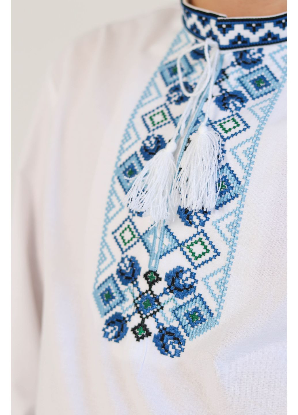 Белая детская вышиванка для мальчика макар Piccolo узор орнамент хлопок (352261659)