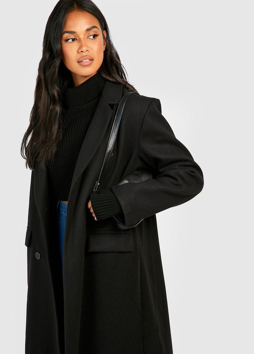 Чорне демісезонне Пальто Boohoo