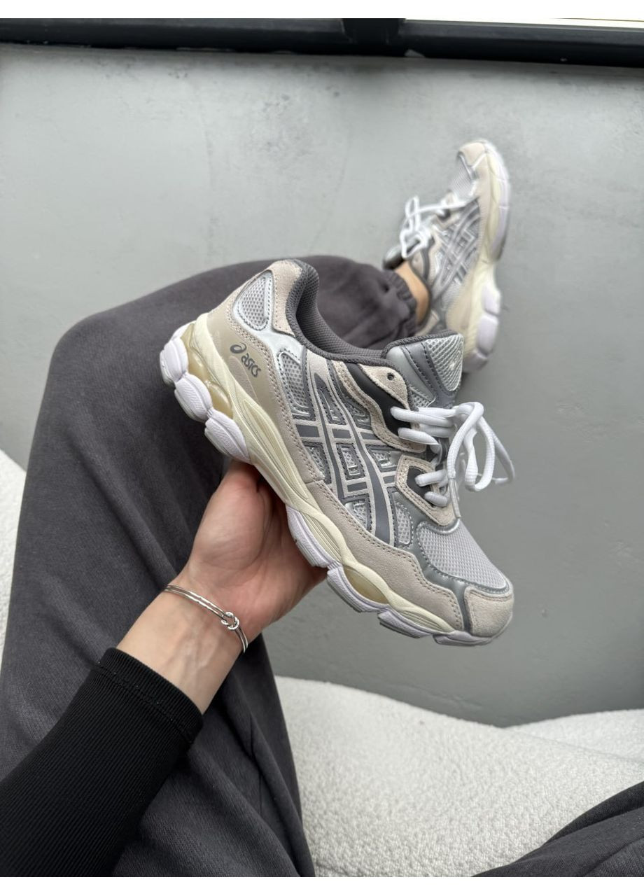 Серые демисезонные кроссовки мужские asics gel-nyc beige / grey асикс гель нюк No Brand