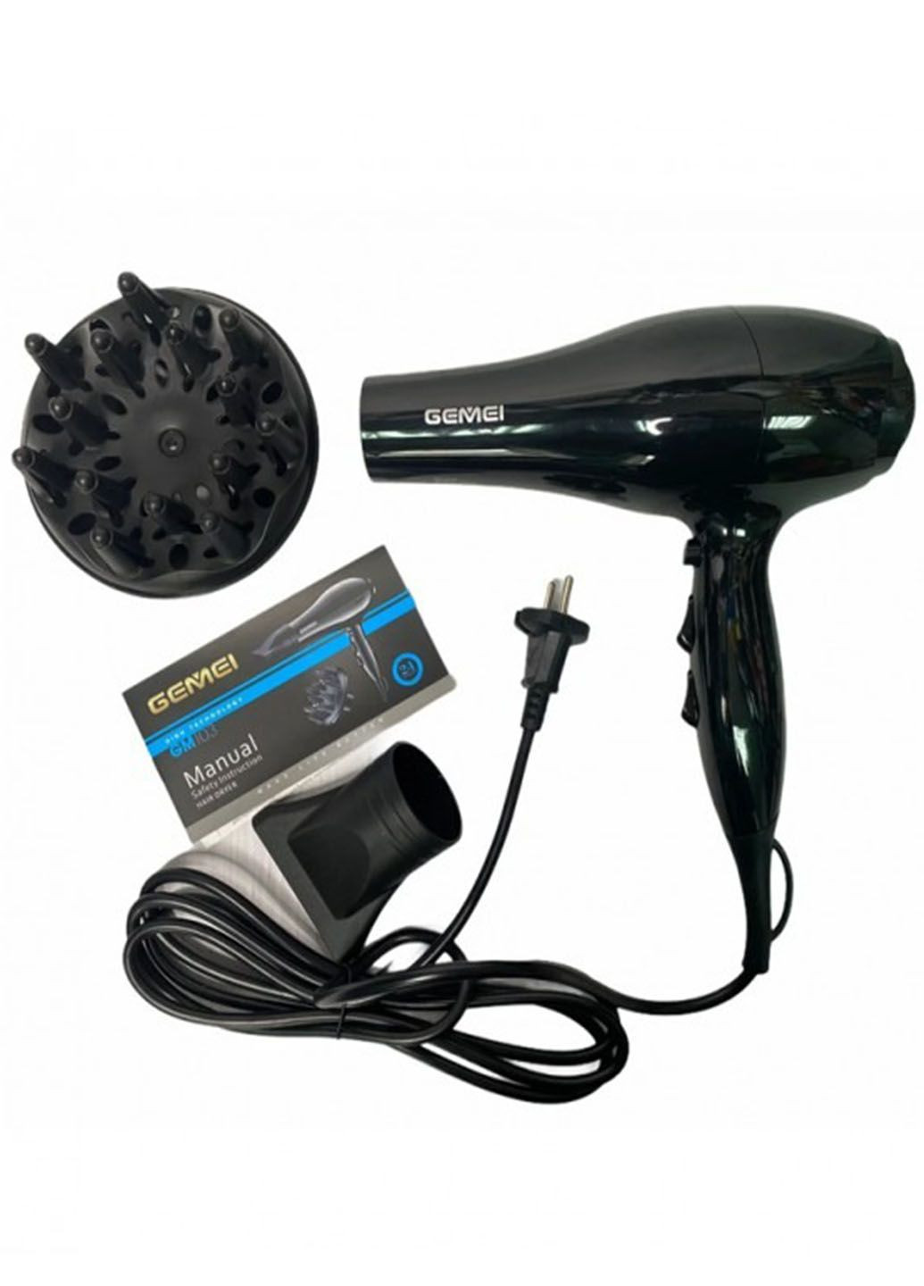 Фен для висушування та укладання волосся з регуляцією швидкості та температури 2200 Вт Gemei GM 103 (298792550)