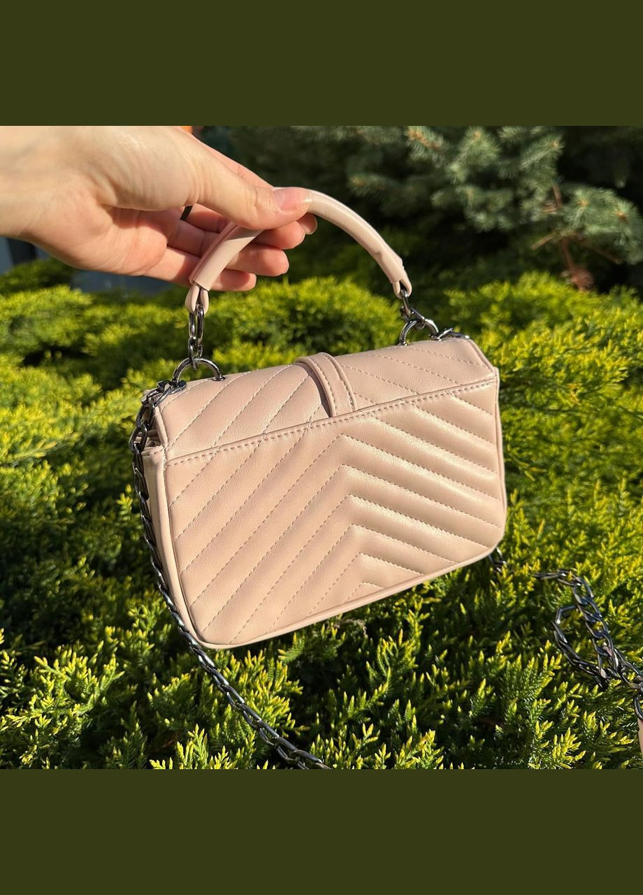 Маленька жіноча сумочка клатч на плече з екошкіри з магнітною застібкою пудра (sku_1227) No Brand (330576897)