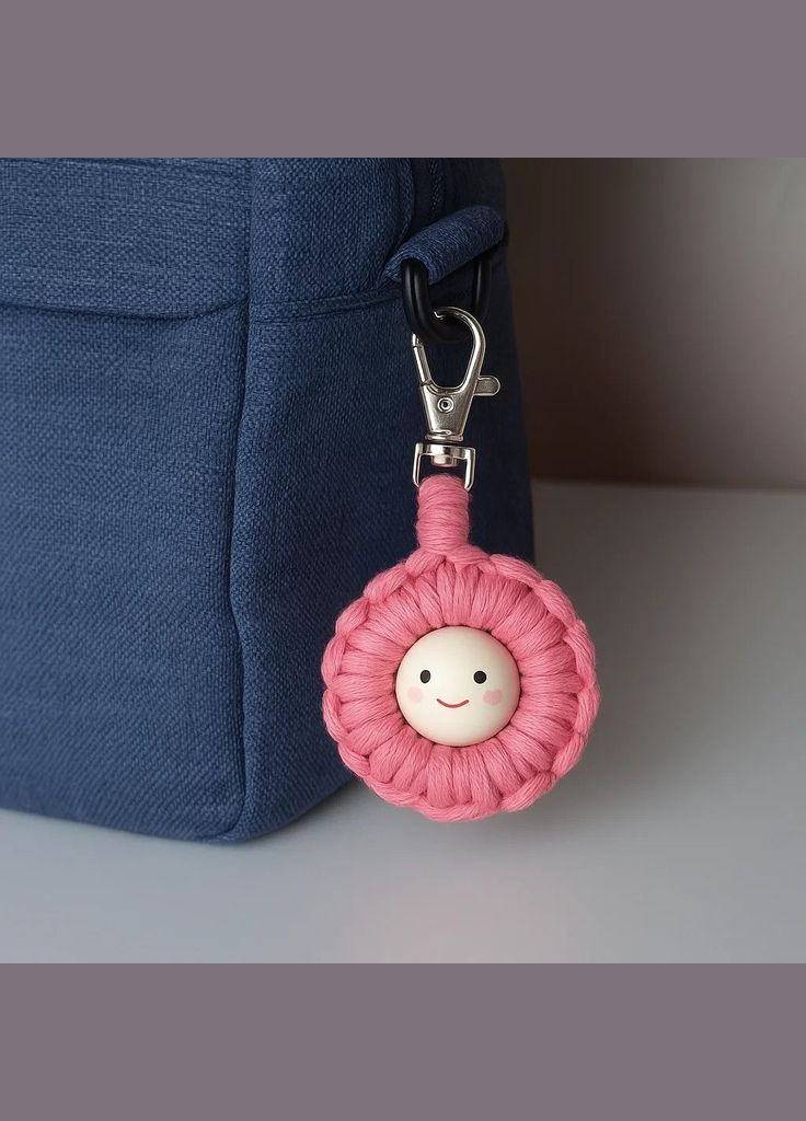 Набір макраме для рукоділля для ручної пряжі брелока для ключів або аксесуарів 10х5см, рожевий No Brand (369802797)