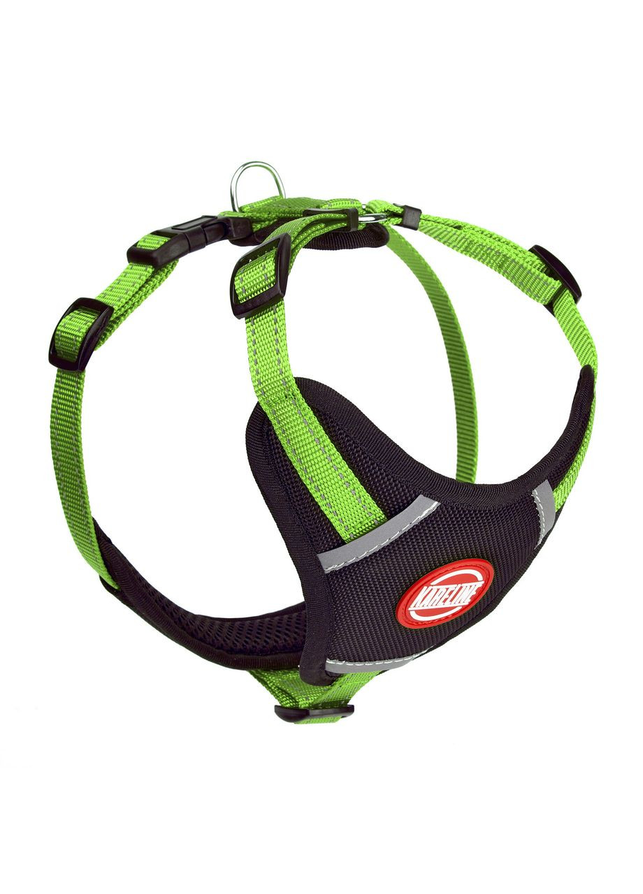 Шлей из нейлона со светоотражающей нитью и пластиковой пряжкой 15 мм А:320-420 мм, В:400-500 мм Салатовый Kareline (339074901)