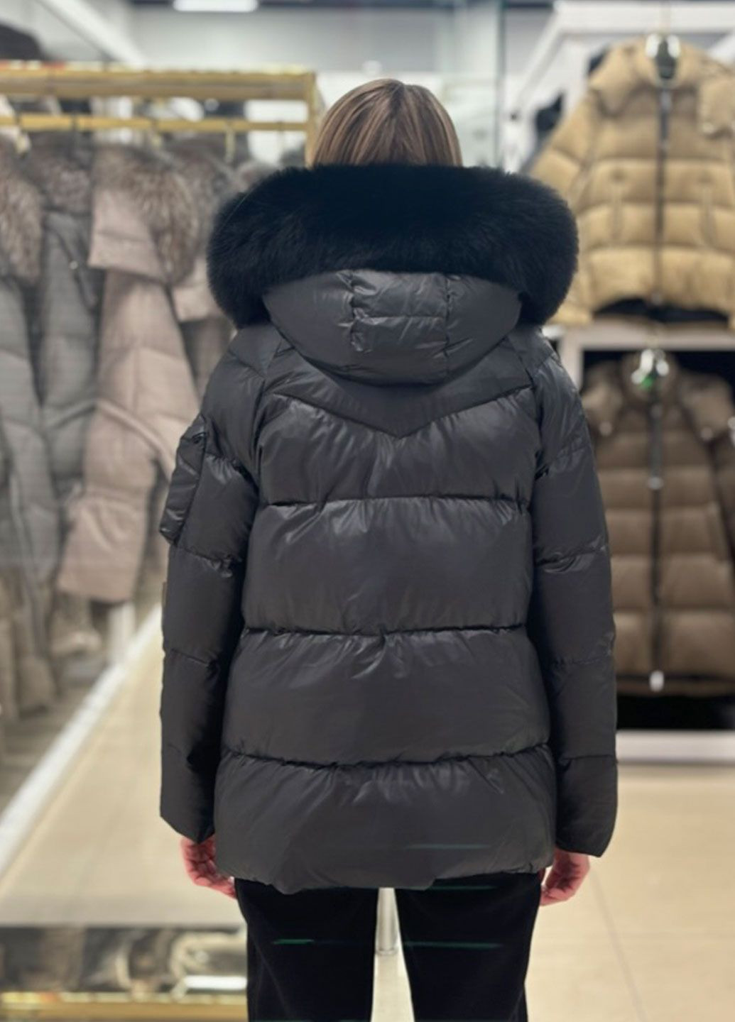 Черный зимний Пуховик ZLLY