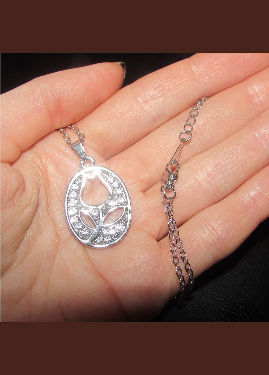 Ювелірна підвіска на ланцюгу квітка в стразах 18к, 5247 Fashion Jewelry (338431406)