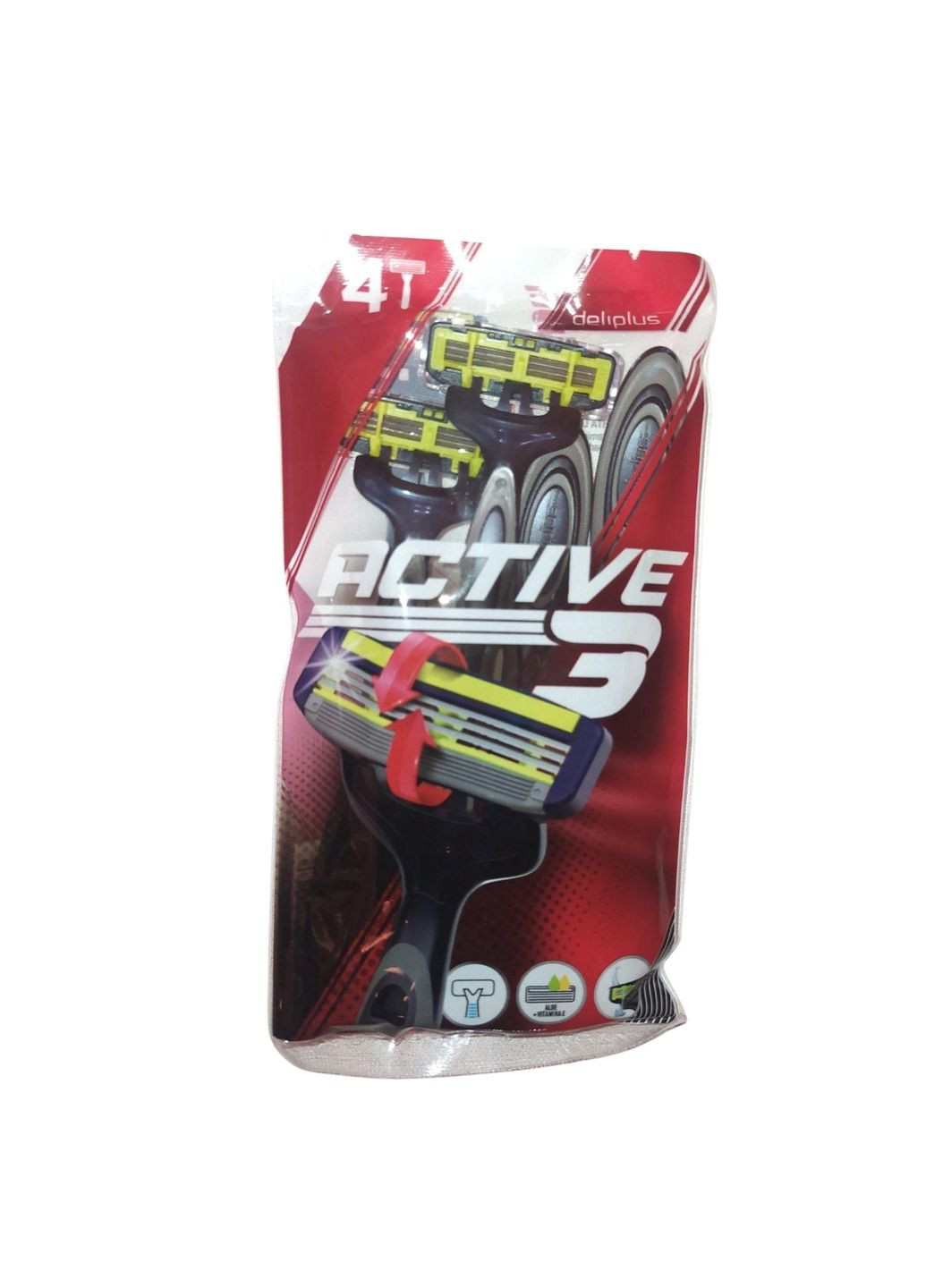 Одноразові верстати для гоління з 3 лезами та пом'якшуючими смужками 4 шт. у наборі Active 3 Deliplus (302802728)