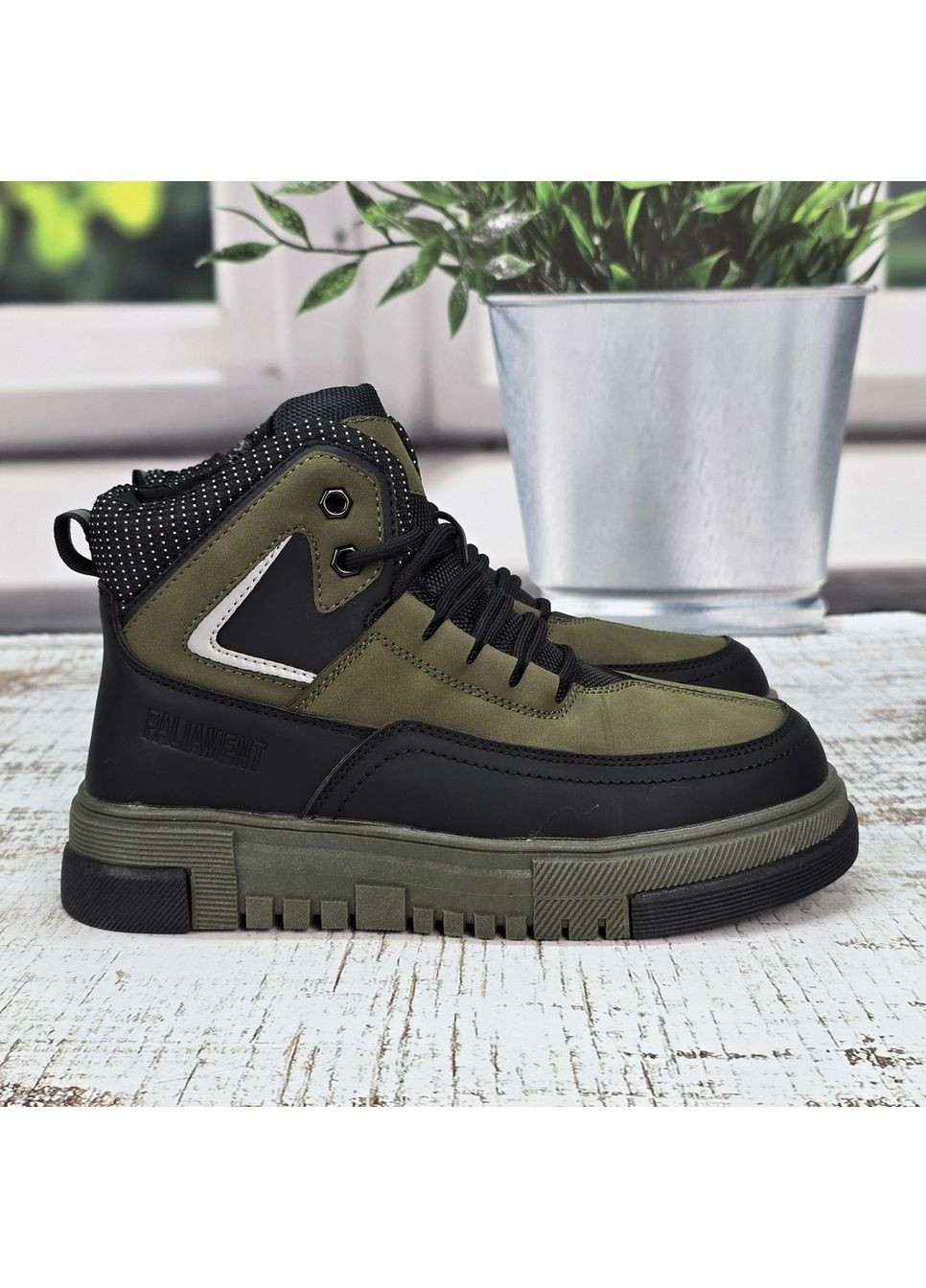 Черевики зимові підліткові для хлопчика хакі з чорним Paliament (369445239)