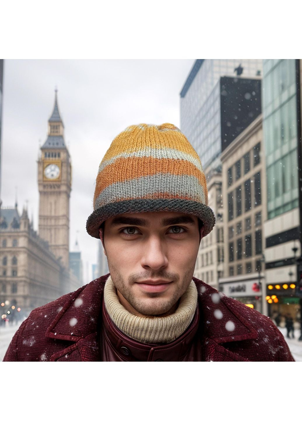 Шапка "Финикс F", шапка бини ролл для мужчин, женщин и подростков, ручная работа от, 50-58 см PRIGRIZ (369165128)