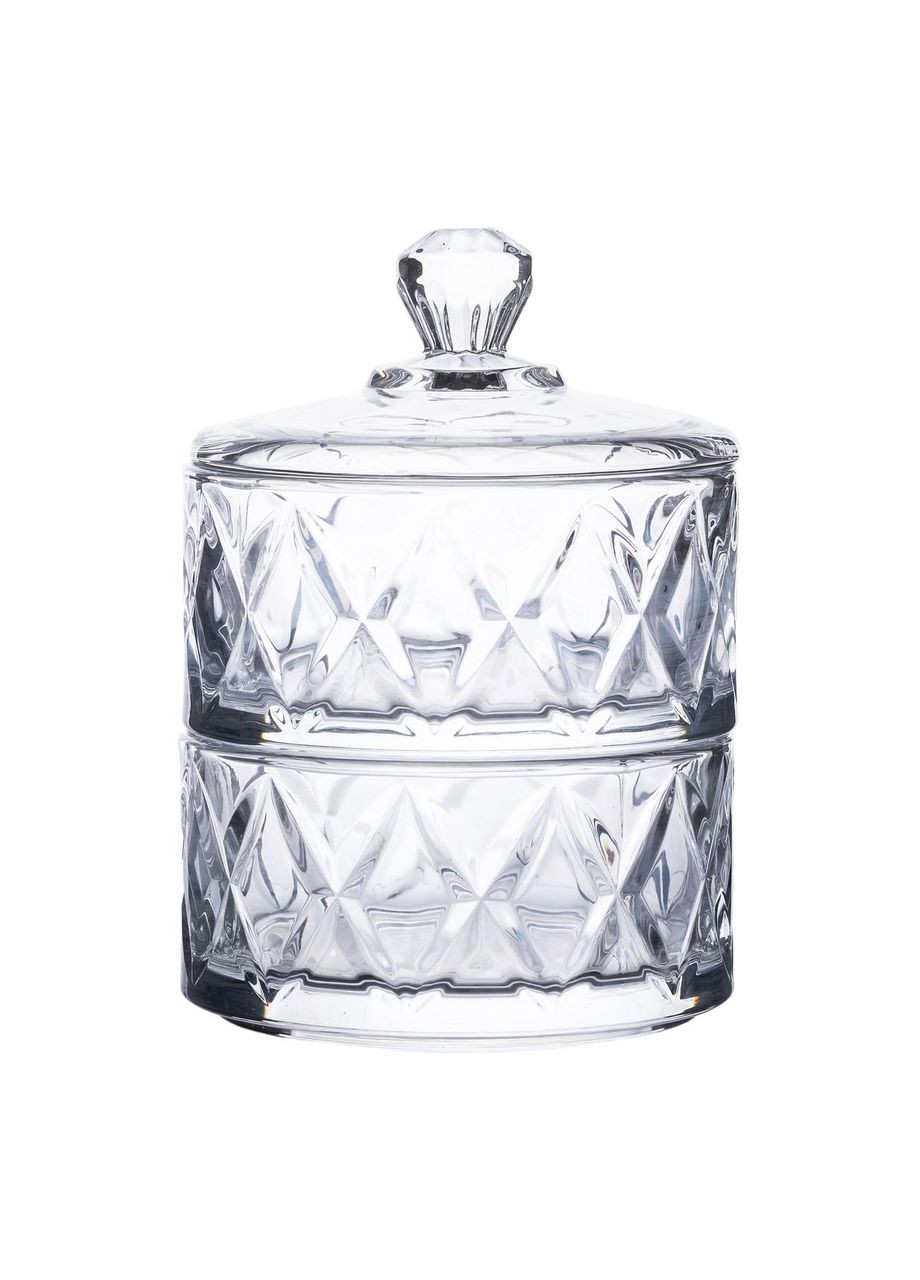 Конфетница стеклянная с крышкой Ø 10 см двухуровневая Yiwu (360454796)