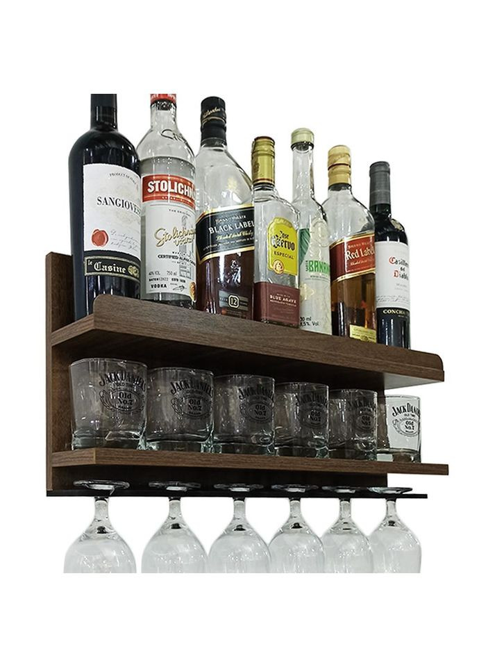 Настінна винна полиця з дерева Тайкі капучино (ПНК-014009) No Brand (327424244)