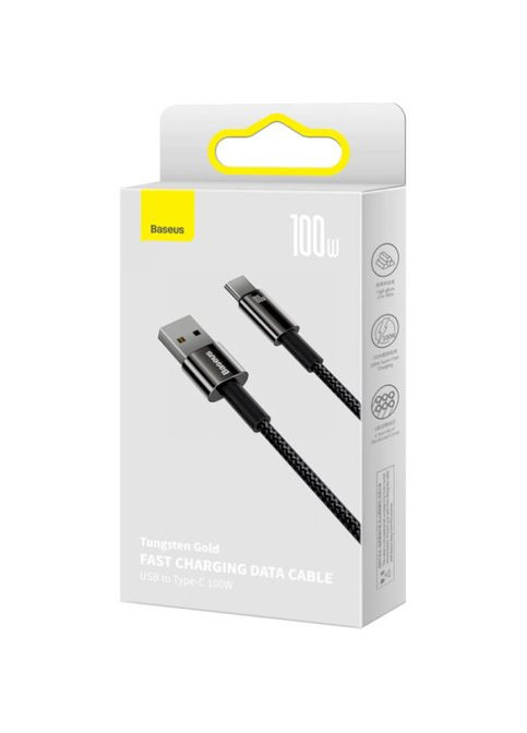 Кабель Tungsten Gold Fast Charging Data Cable USB to Type-C 100W 1m Black Baseus (297455623)