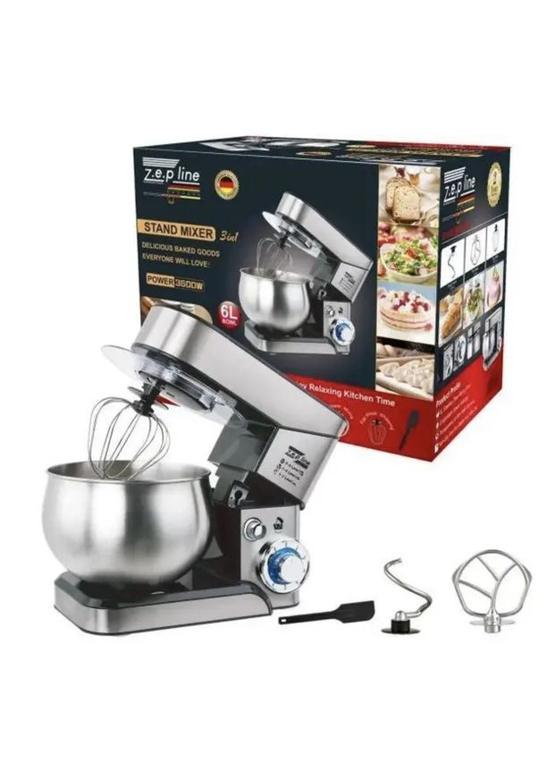 Планетарний міксер тістоміс Zepline ZP-105 з нержавіючої сталі Кухонний комбайн з чашею на 6л потужністю 3500 Вт Grant (363834226)