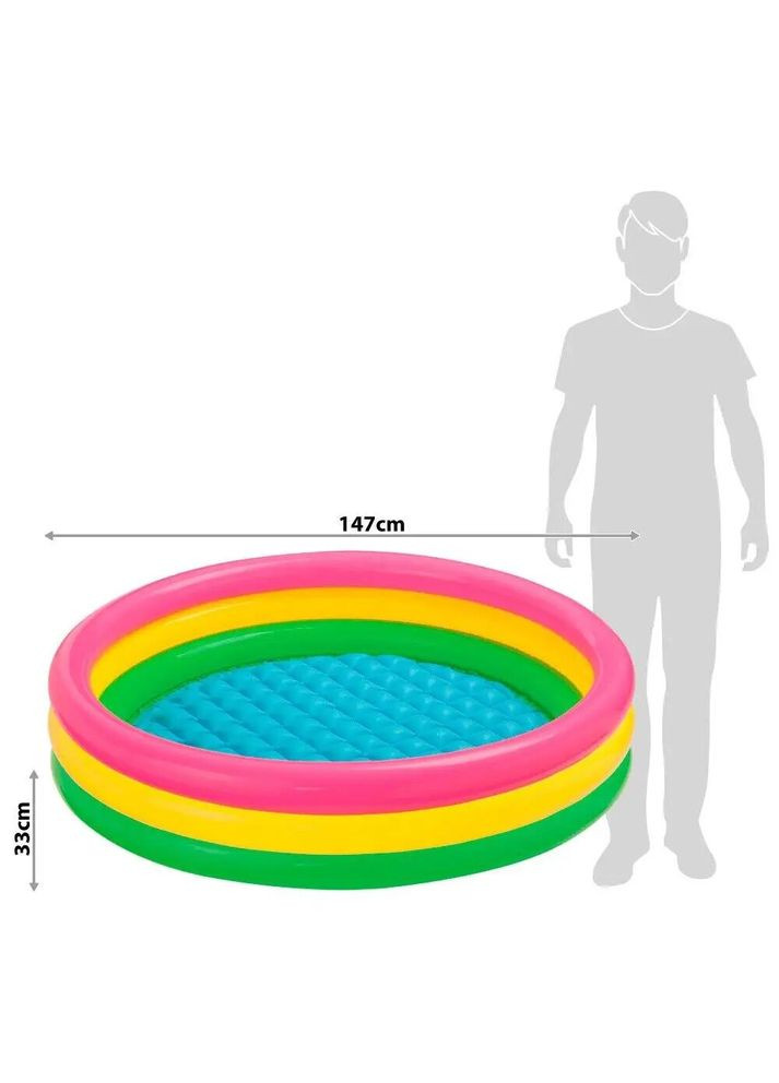 Дитячий надувний басейн 57422 «Веселка», з надувним дном, 147 х 33 см Intex (298578372)