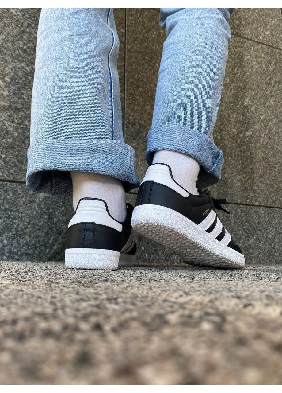 Білі кросівки чоловічі adidas samba low black white адідас самба білі демісезон No Brand