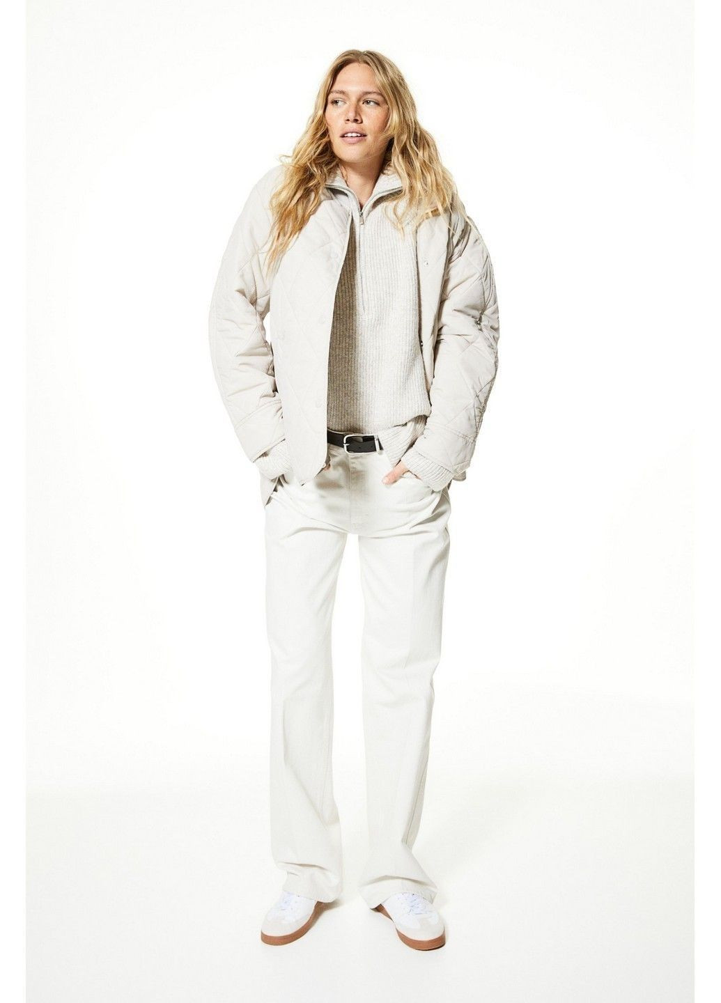 Светло-бежевая демисезонная стеганая куртка H&M