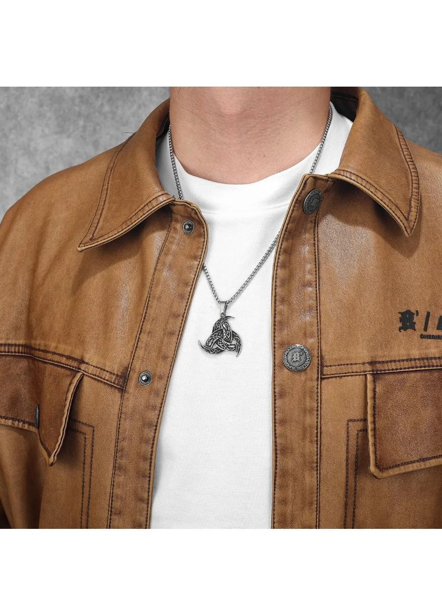 Подвеска мужская из стали 316L Дракон 60 см с цепочкой, амулет в скандинавском стиле, унисекс No Brand (364191332)