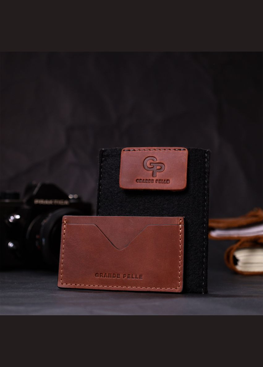 Кард-кейс з натуральної шкіри для візиток з двома відділеннями коричневий (sku_11666) No Brand (330012804)