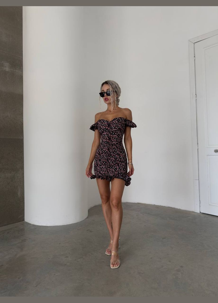 Черное невероятно нежное платье💎 🥰 Luna с цветочным принтом