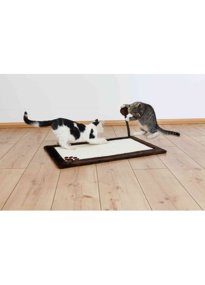 Дряпка-килимок для котів з м_ячиком на пружині сизаль/плюш коричнева 70х45 см Trixie (362701252)