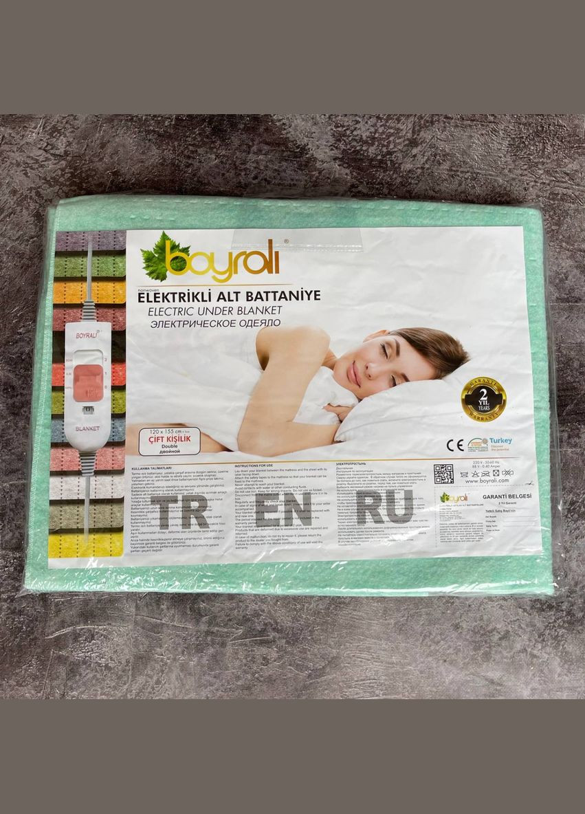 Электропростынь однотонная Байка Турция 120x155 см 55206 мятная Boyrali (364110374)