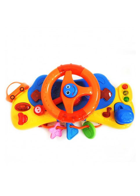 Музичний кермо кріпиться на коляску M 4095 UA Автотренажер українською мовою Синьо-Помаранчевий Limo Toy (327216928)