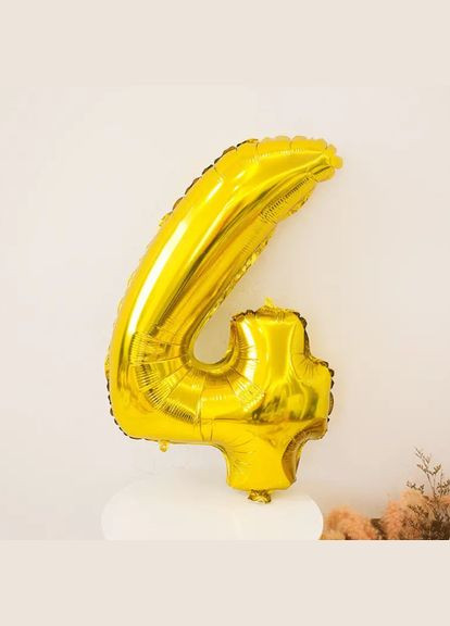 Шарик цифра 4 фольгированная 32 дюйма золотистый Jannet кулька (333340248)
