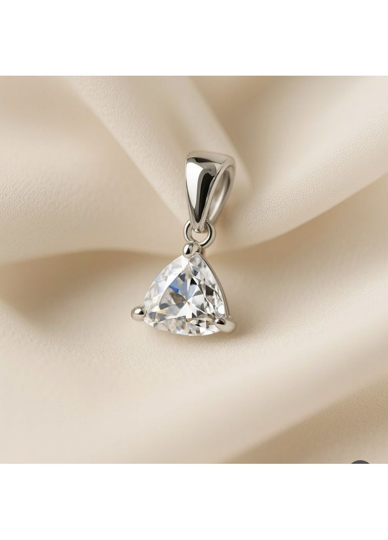 Серебряная подвеска кулон с Треугольным Белым камнем серебро 925 пробы Родированное 1690-6п 0.98г No Brand (355343924)