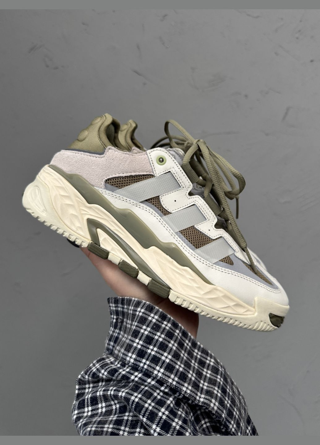 Кроссовки женские и мужские Adidas Niteball beige green | Адидас Найтбол бежевые зеленые No Brand бежевые демисезоны (316663567)