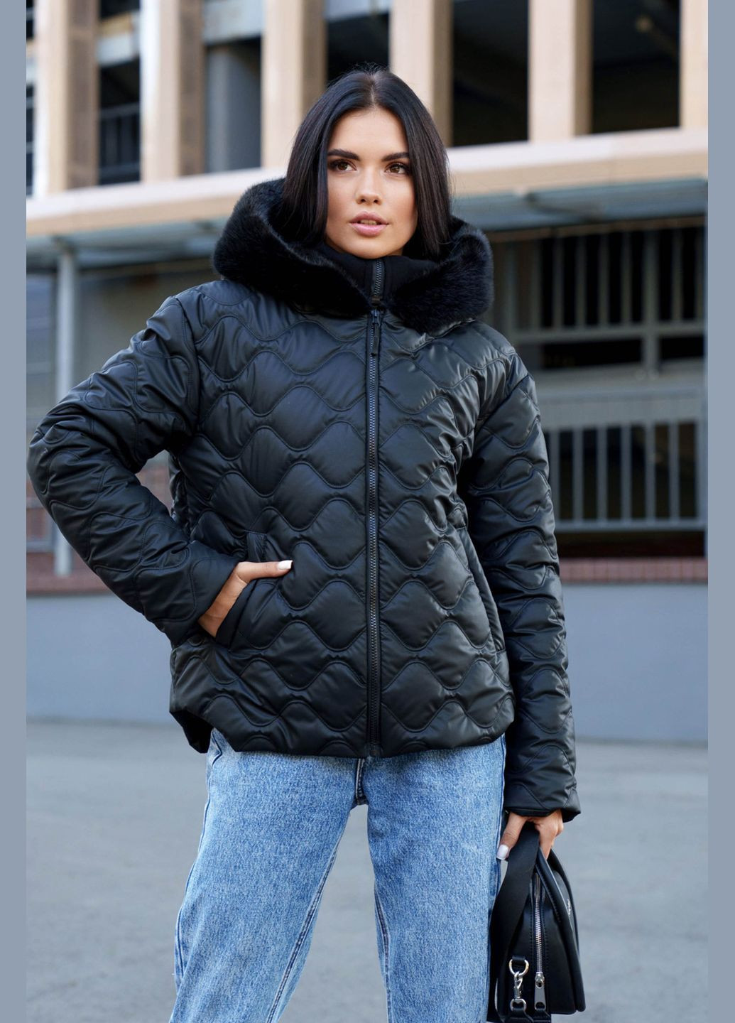 Чорна демісезонна демісезонна жіноча куртка Liton