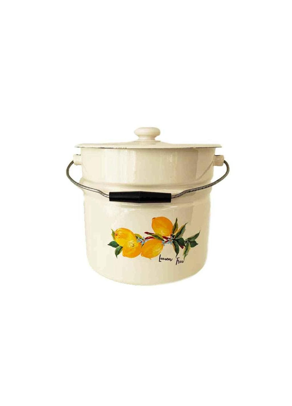 Відро ем. 12л /2 циліндричне з кришкою Лимонне дерево (молочна) I1224/2 ТМ Idilia (304992705)