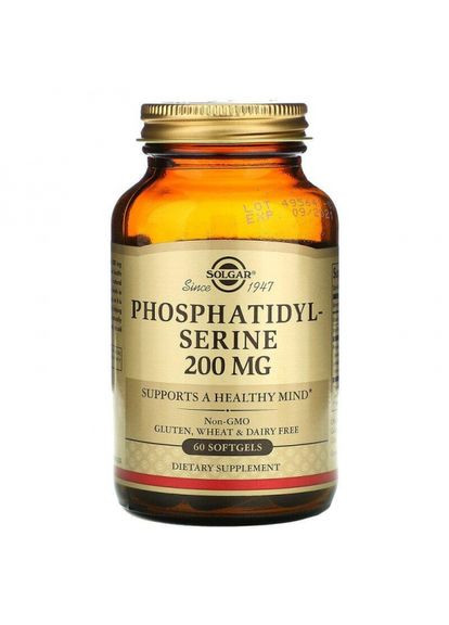 Фосфатидилсерин (Phosphatidylserine),, 200 мг, 60 капсул (SOL02208) Solgar (266265492)