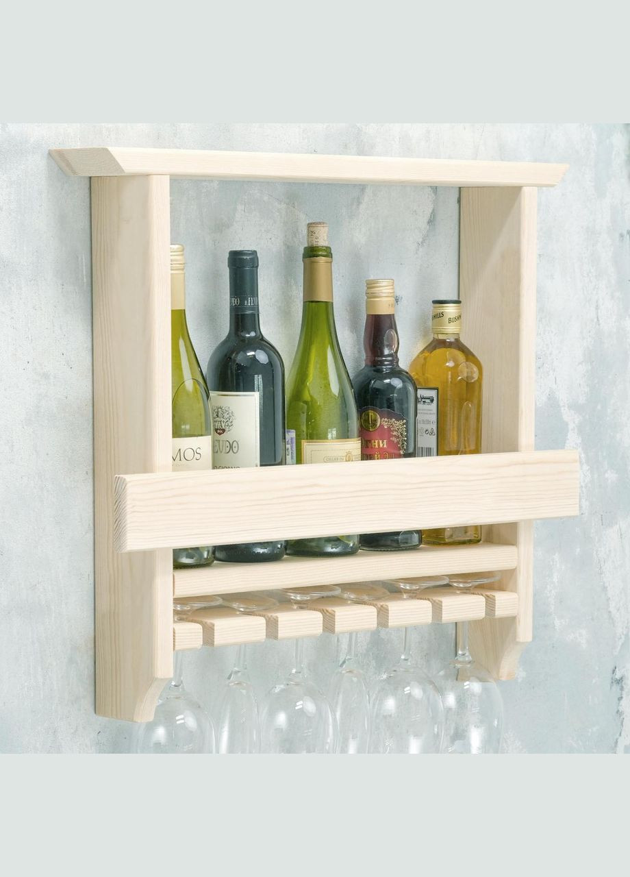 Настенная винная полка из дерева Мураяма бланже (ПНК-002601) No Brand (327424530)