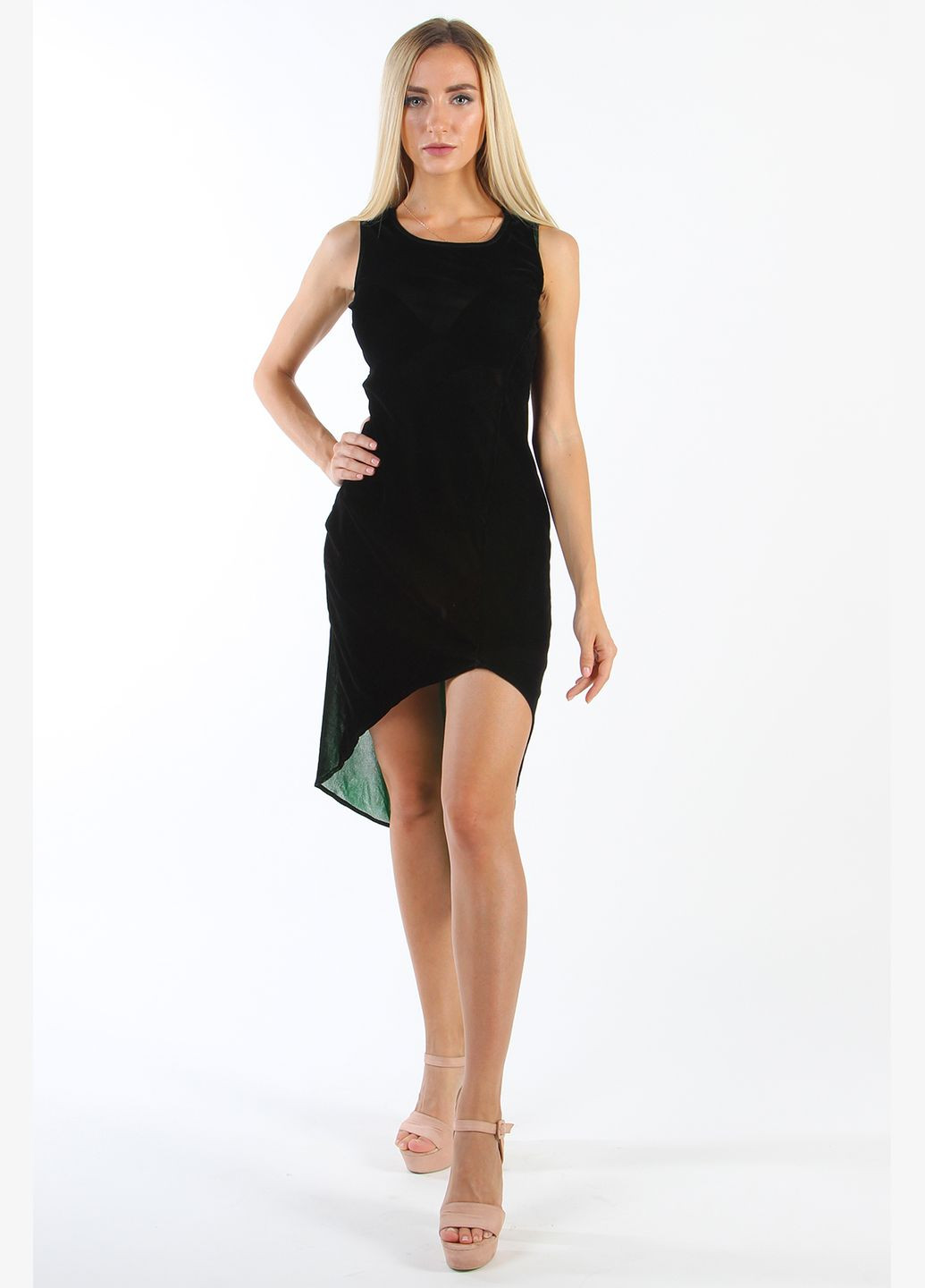 Черное откровенный летнее платье без рукавов nn-382 черный платье-комбинация Number Nine