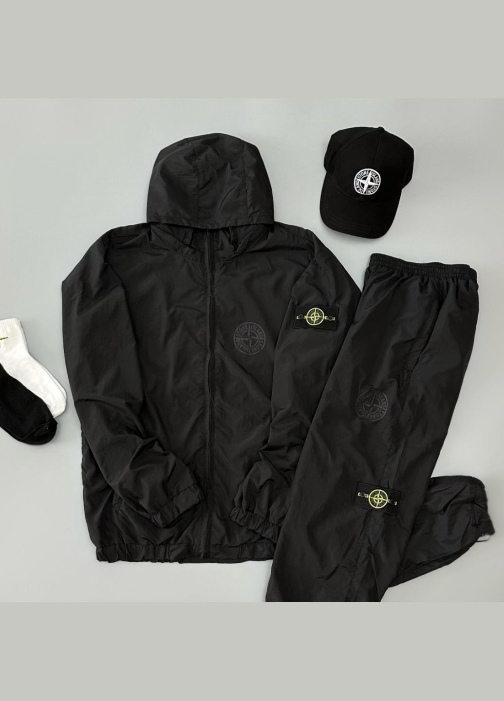 Стильный мужской спортивный костюм 3в1 Stone Island черный No Brand (342120233)