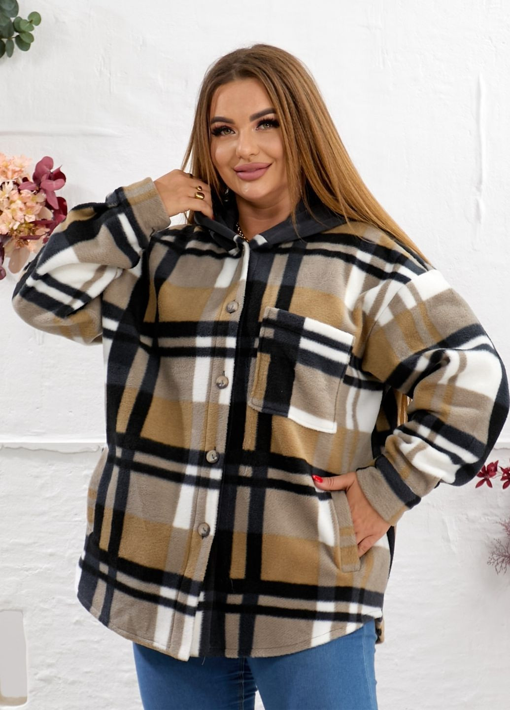 Серая повседневный, кэжуал рубашка в клетку No Brand с длинным рукавом