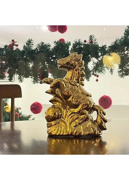 Керамічна настільна вишукана прикраса для дому статуетка золота фігурка у вигляді коня-талісман No Brand (324019511)