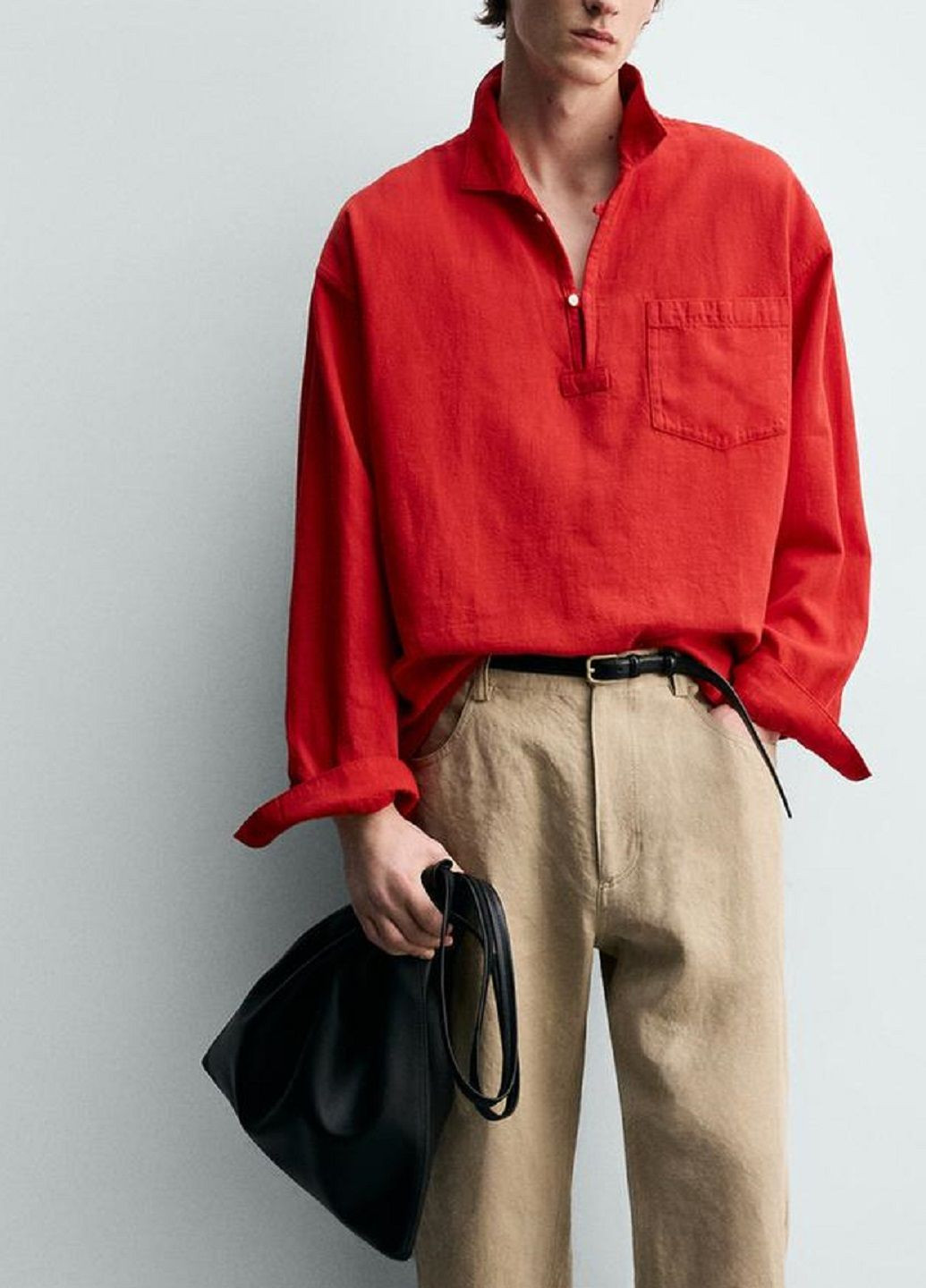 Красная рубашка однотонная Zara