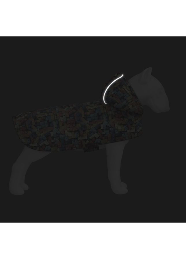 Дождевик-накидка с капюшоном для собак WAUDOG Clothes, рисунок "Блоки", А 26-29 см, B 32-41 см, С 21-26 см Collar (362580851)