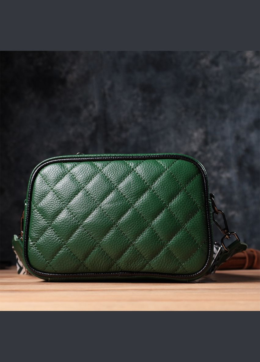 Стьобана жіноча сумка з натуральної шкіри зелений 22857 Vintage (329197726)