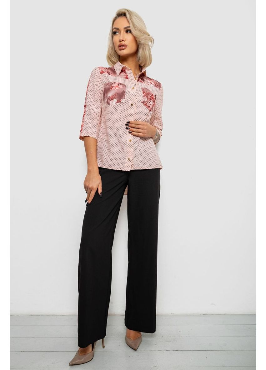 Персикова блуза в горошок з принтом, колір персиковий, 230r7215-1 Ager