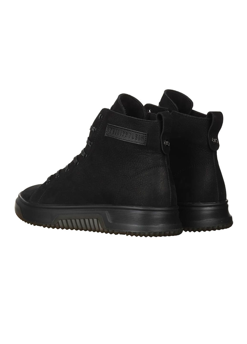 Черевики чоловічі зимові високі теплі зі шнурівкою шкіряні на високій підошві повсякденні для прогулянок чорні 2US B-51 No Brand (308849381)