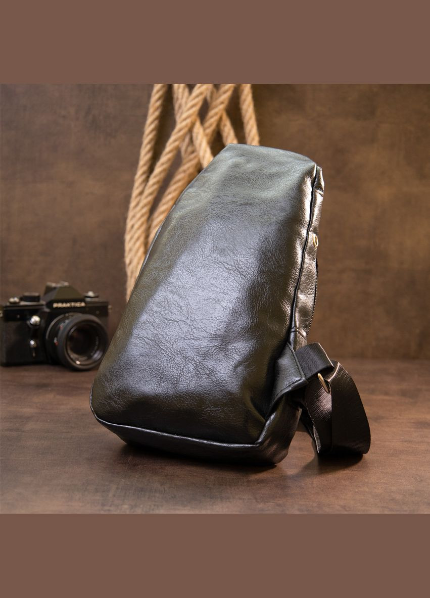 Сумка слинг мужская через плечо смарт из кожзама черная 20571 Vintage (362417890)